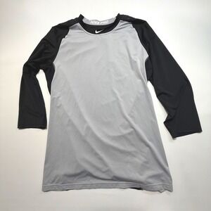 Nike Pro MLB Dri-Fit 3/4 Sleeve Performance Top Black Gray Men's M‎